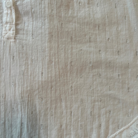 Bella Dahl Half Botton Sleeveless Shirt White/ Silver Pockets Sz L - Picture 4 of 9